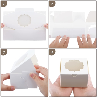 4インチのカップケーキ キャンデー チョコレートいちごのための白い注文の菓子器の窓