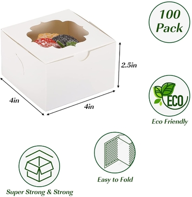 4インチのカップケーキ キャンデー チョコレートいちごのための白い注文の菓子器の窓