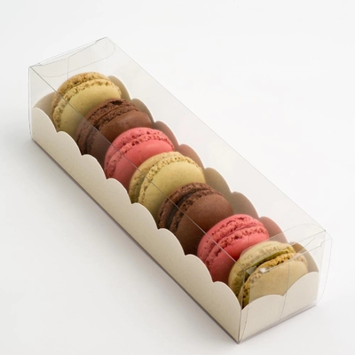 ペット多指定チョコレート ビスケットのMacaronのケーキのギフト用の箱のアイボリー紙