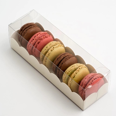 ペット多指定チョコレート ビスケットのMacaronのケーキのギフト用の箱のアイボリー紙