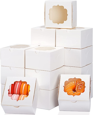 良い価格 4インチのカップケーキ キャンデー チョコレートいちごのための白い注文の菓子器の窓 オンライン