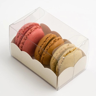 良い価格 ペット多指定チョコレート ビスケットのMacaronのケーキのギフト用の箱のアイボリー紙 オンライン